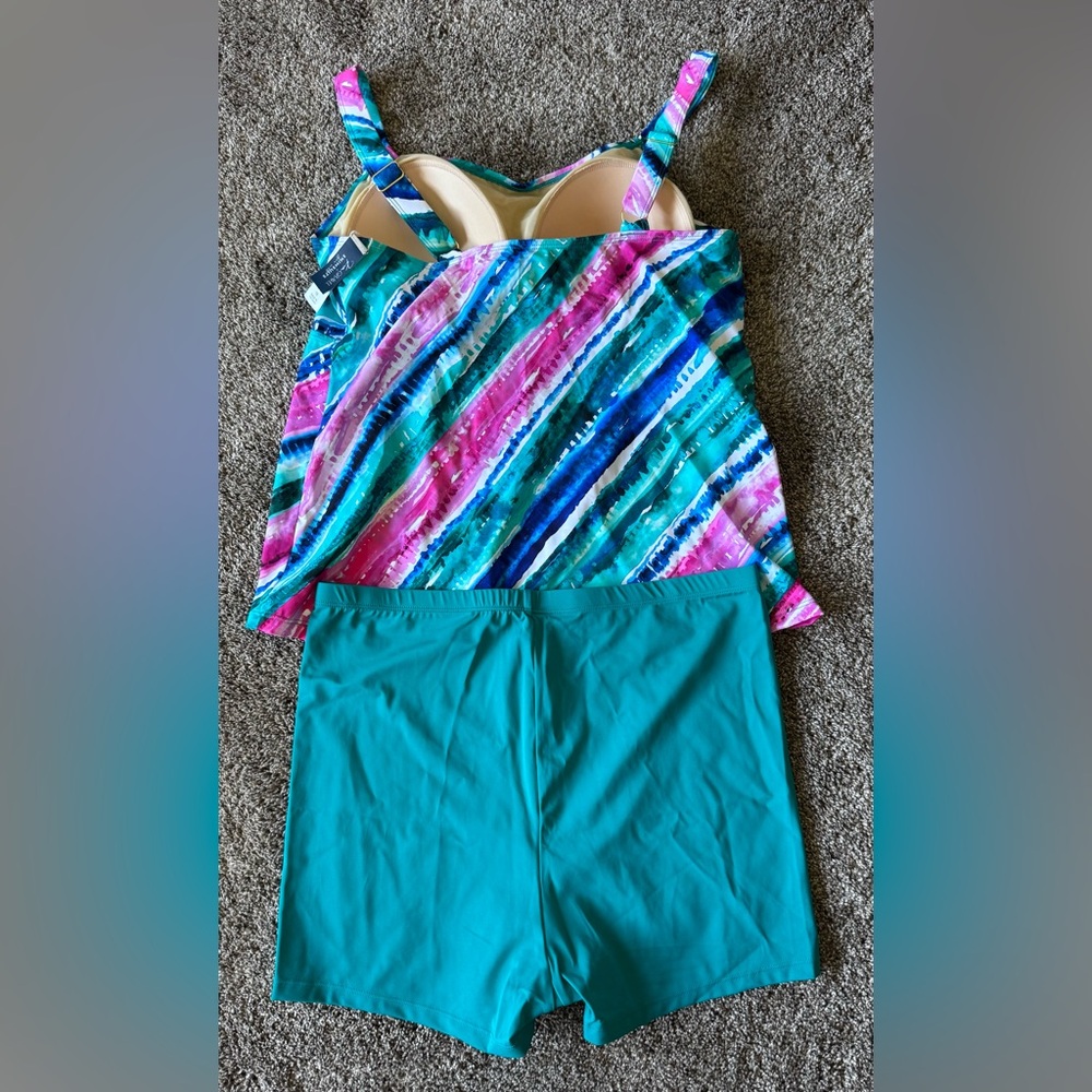 Swimsuits for All Swim 2 pc Swimsuit Size 16 Rainbow Stripes Brand New w/Tags - Picture 5 of 6